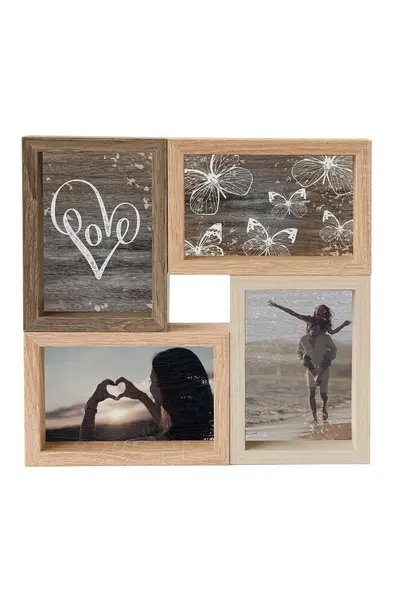 Image of Nielsen Accent Photo Collage Frame for 4 Pictures 4x6" - Mixed Wood Finishes Natural
