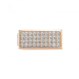 Image of Classic Double Glam Zirconia Swarovski Pink Gold White Link Charm 230731/01