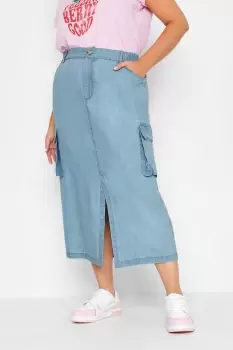 Image of Denim Split Hem Skirt