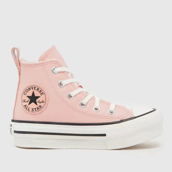 Image of Converse Kids Platform Lift Warm Winter Essentials EVA Trainers - Pink, Size 2 Older