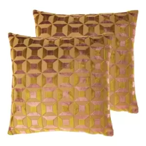 Image of Paoletti Empire Twin Pack Polyester Filled Cushions Ochre/Blush