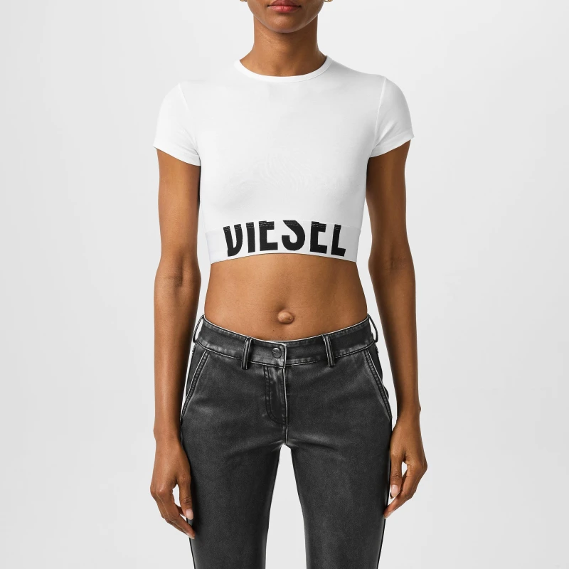 Image of Diesel Cropped T-Shirt - White White 8