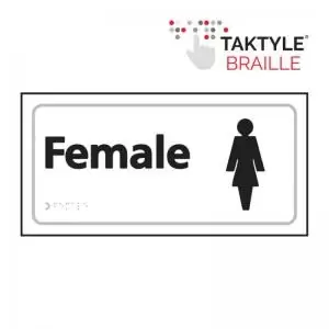 Image of Female&rsquo; Sign; Self Adhesive Taktyle; White 300mm x 150mm