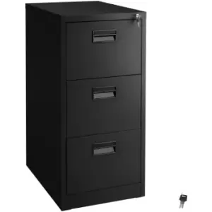 Image of Tectake - Filing Cabinet with 3 Shelves 62.4 x 46 x 102.8cm - metal filing cabinet, home filing cabinet, filing cupboard - Black - black