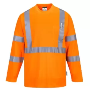 Image of Portwest Long Sleeved Class 3 Hi Vis Pocket T Shirt Orange XL