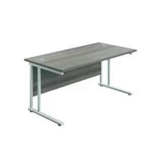 Image of Jemini Rectangular Cantilever Desk 1600x800x730mm Grey Oak/White KF807117