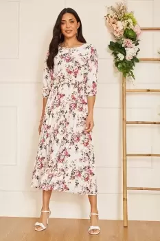 Image of White Long Sleeve Floral Maxi Dress
