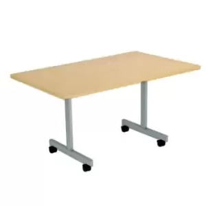 Image of Tc One Eighty Tilting Table 1400 x 800 Silver Legs Grey Oak Rectangular Top