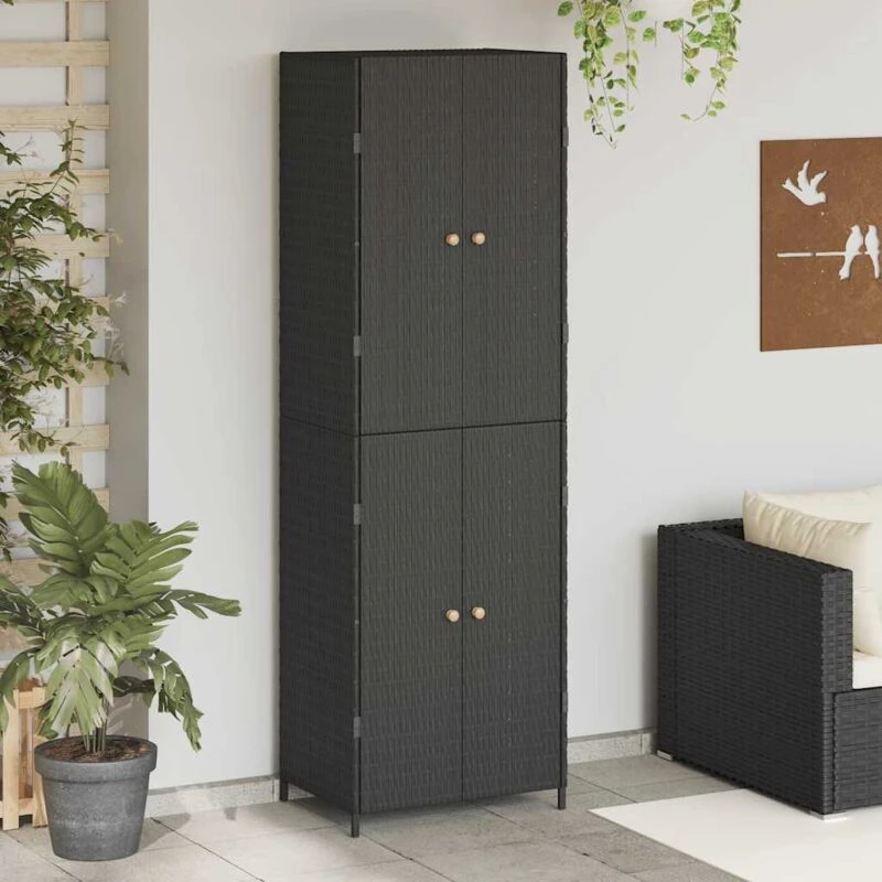 Image of VIDAXL Garden Storage Cabinet Black 59x40x180cm Poly Rattan Vidaxl 8720845670337