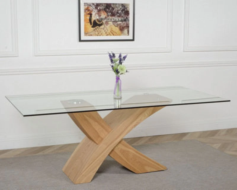 Image of That's Furniture Valencia Oak 200Cm Large Glass Dining Table