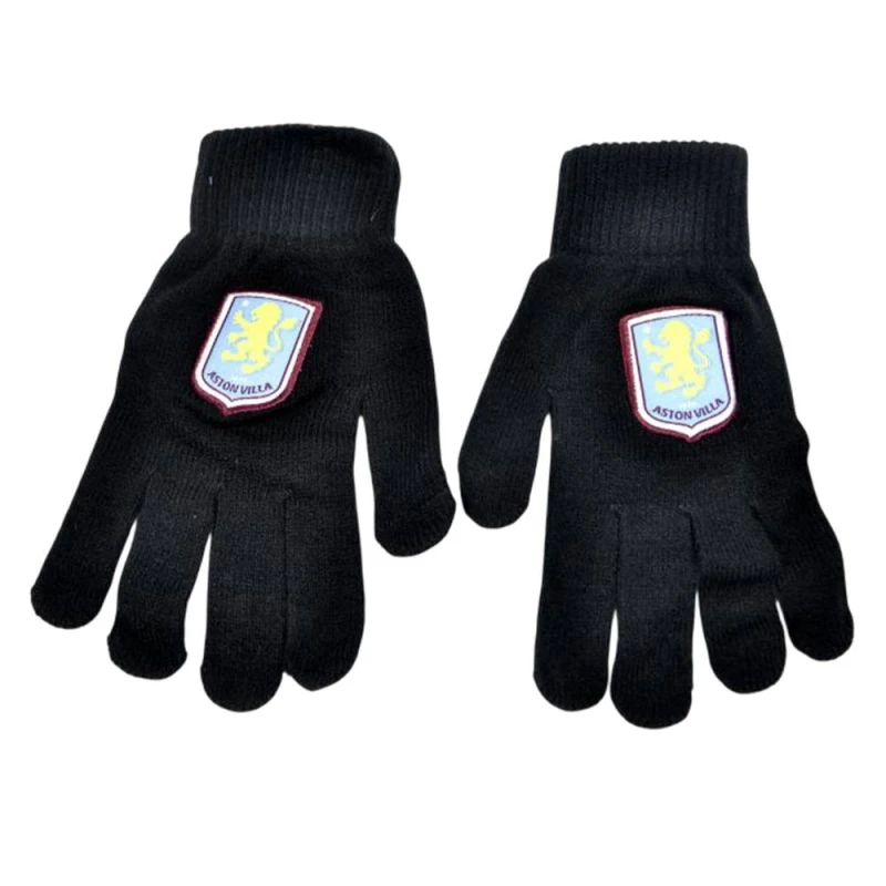 Image of Aston Villa FC Mens Knitted Gloves in Black Male One Size