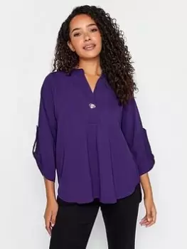 Image of M&Co Turn Back Sleeve Blouse, Purple, Size 14, Women