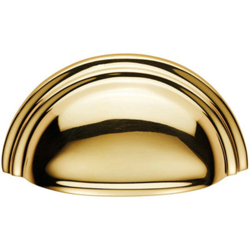 Image of Loops Victorian Cup Pull Handle Polished Brass 92 x 46mm 76mm Fixing Centres Metallics unisex