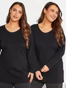 Image of Yours 2 Pack Long Sleeve Pj Top Black