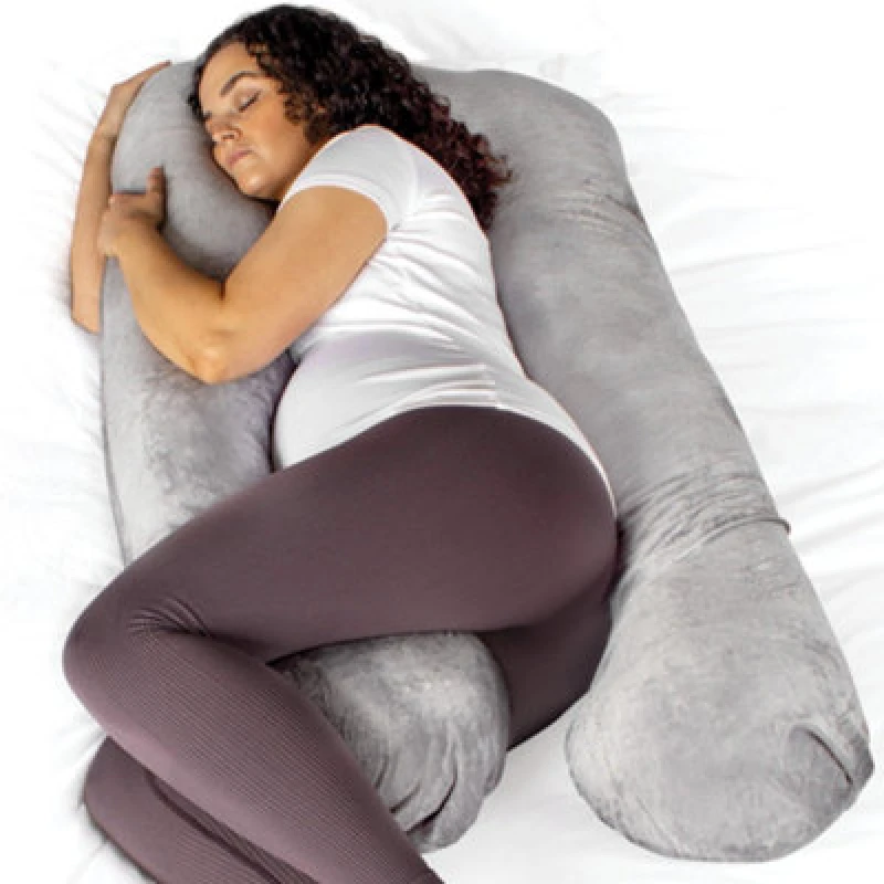Image of Aamira U Shaped Pregnancy Pillow Light Grey, 130X75X20Cm Shredded Memory Foam Full Body Maternity Cushion For Sleeping
