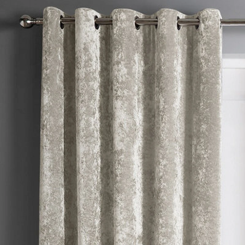 Image of Intimates Crushed Velvet Ready Made Eyelet Curtains in Natural Size: 168cm width x 137cm drop Natural Unisex 168cm width x 137cm drop