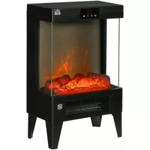 Image of Homcom - Freestanding Electric Fireplace Heater w/ LED Screen & Remote, Black - Black