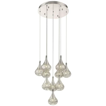 Image of Spring Lighting - 10 Light Ceiling Pendant Chrome Glass Ten, G4 Bulb