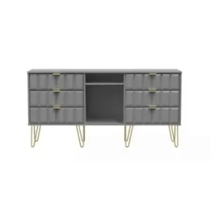 Image of Welcome Furniture Cuba 6 Drawer TV Unit With Legs - Dust Grey