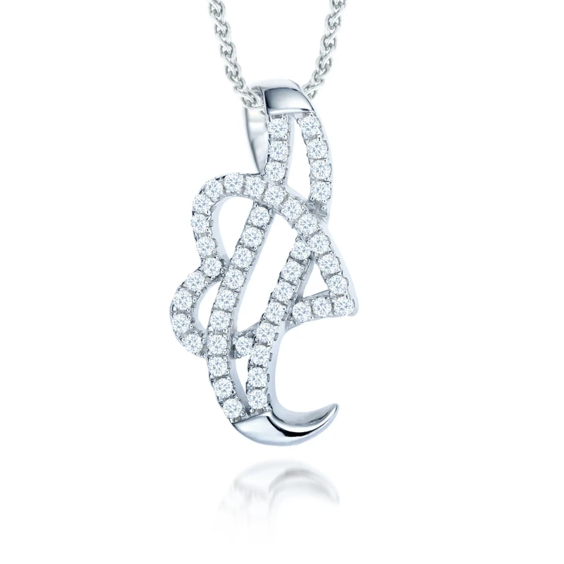 Image of Jewelco London Sterling Silver CZ Coeur-de-Rouleaux Heart Necklace 16>18 inch - RE22654 Silver