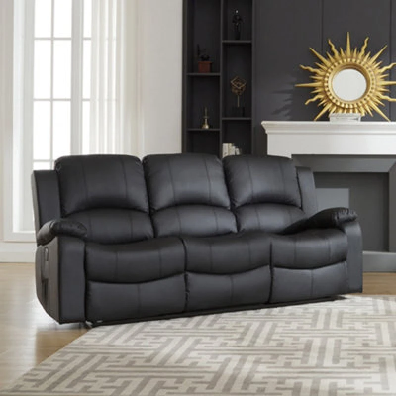 Image of Artemis Home Glendale 3 Seat Electric Reclining Sofa in Black Unisex