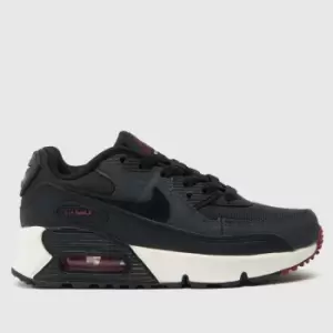 Image of Nike Grey & Black Air Max 90 Junior Trainers