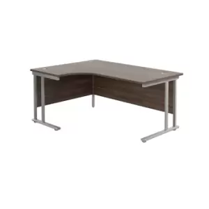 Image of Twin Upright Dark Walnut Left Handed Radial Desk - 1800mm x 1200mm - Silver Frame