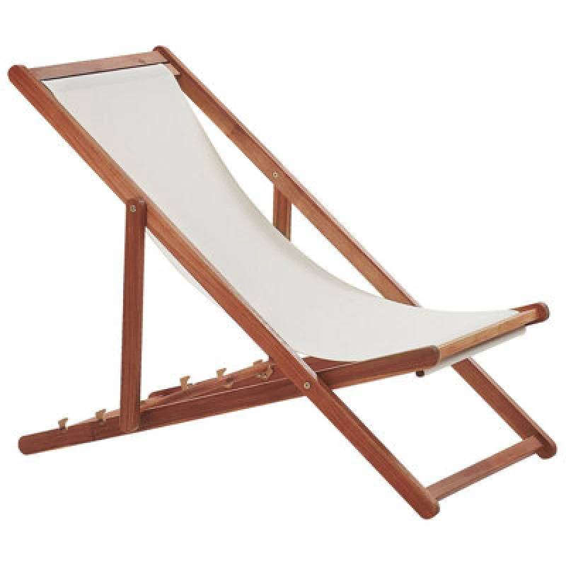 Image of Beliani Folding Deck Chair Anzio With Replacement Fabrics Acacia Wood Dark Brown