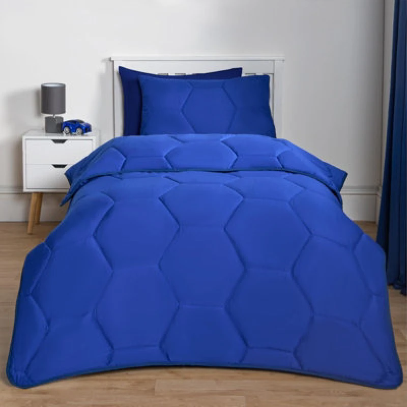 Image of OHS OHS Coverless Duvet 7.5 TOG Pillowcase Quilt Honeycomb Bedding Set, Blue Size: Single Blue Single Unisex 5027434198061