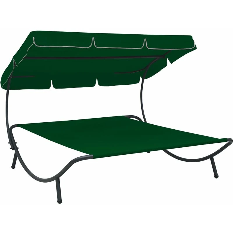 Image of VIDAXL Outdoor Lounge Bed with Canopy Green Vidaxl 8720286137536