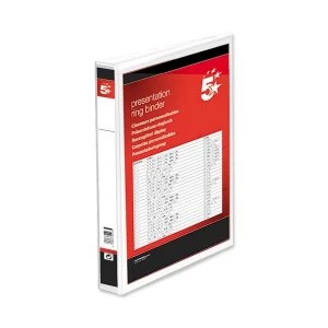 Image of 5 Star Presentation Ring Binder PVC 2 D-Ring 38mm Size A4 White Ref 36130 Pack 10