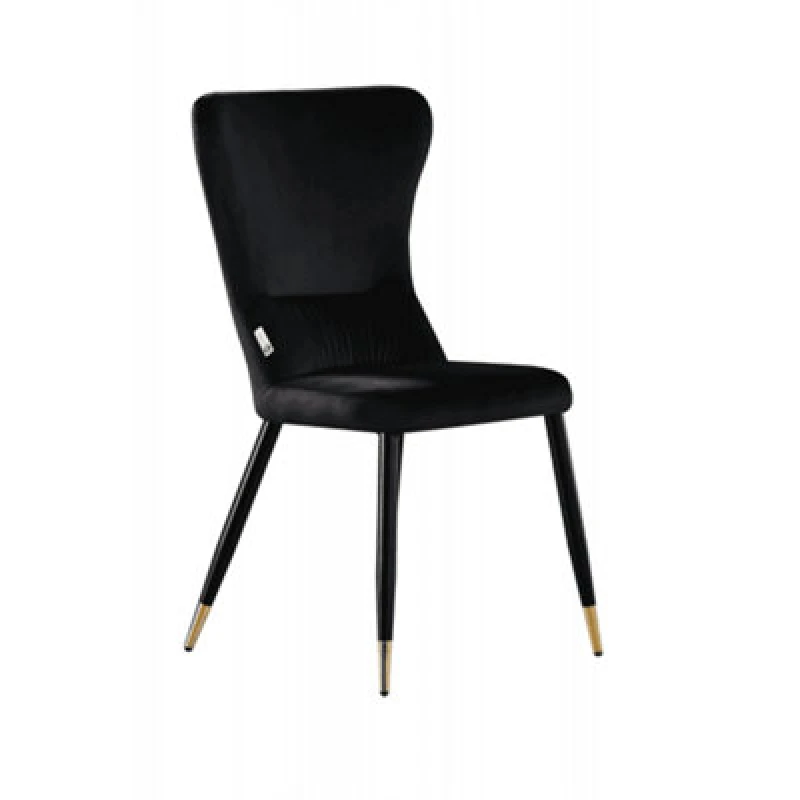 Image of Life Interiors Life Interiors Single New York Modern Velvet Dining Chair with High Back, Black Metal Legs, and Gold Tips Black One Size Unisex 5060847