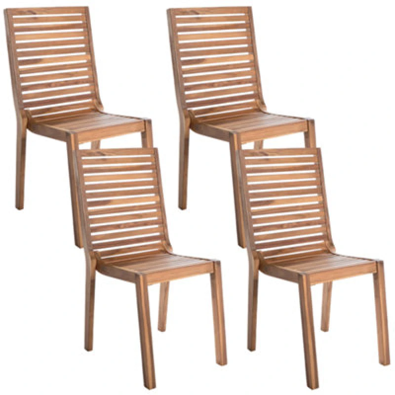 Image of Beliani Set Of 4 Garden Chairs Ombriano Certified Acacia Wood Light Brown