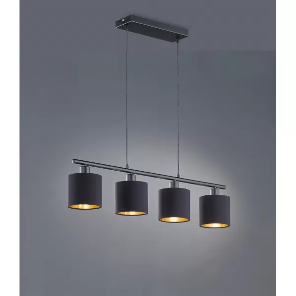 Image of Tommy Modern 4 Light Bar Pendant Ceiling Light Black Matt
