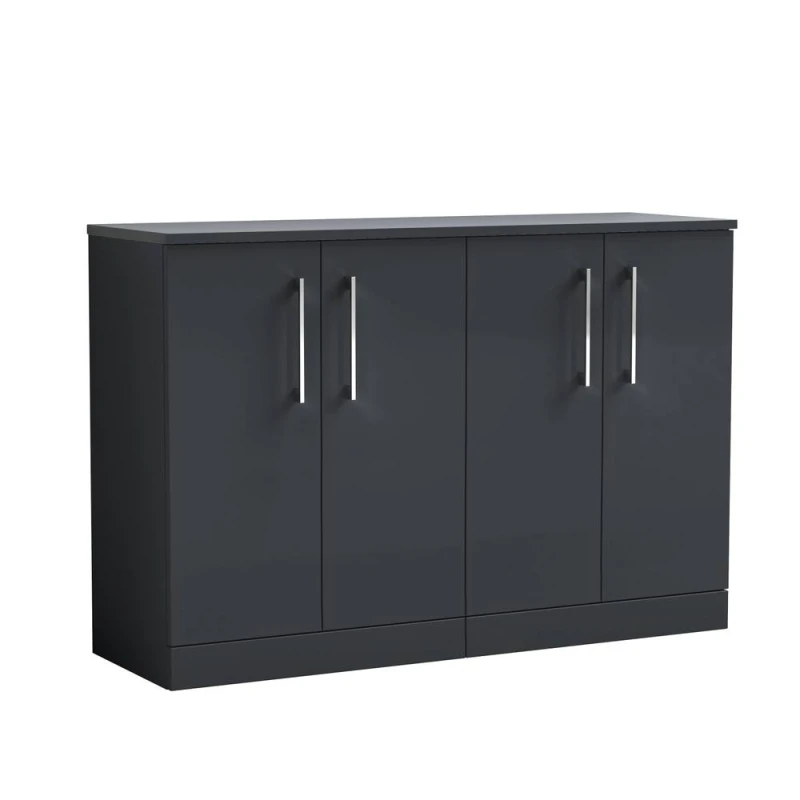 Image of Balterley Level 1200mm Floor Standing 4 Door Vanity Unit & Worktop - Dark Grey Grey Unisex