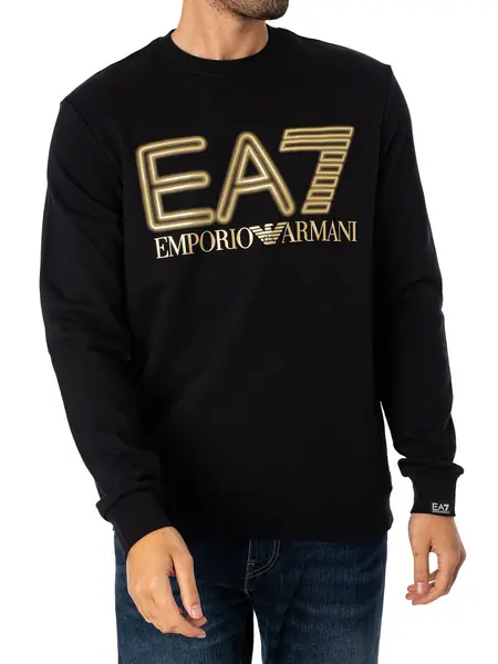 Image of EA7 Graphic Neon Sweatshirt Black/Gold M