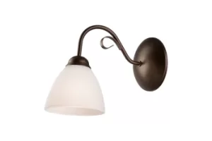 Image of Adelle Wall Light With Glass Shade Brown, 1x E27