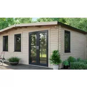 Image of Power Sheds 14 x 18ft Right Hand Door Apex Chalet Log Cabin
