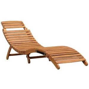 Image of Charles Bentley Wooden Curved Folding Sun Lounger