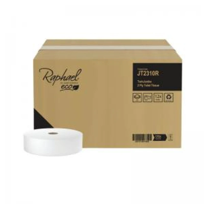 Image of Raphael Twin Jumbo Toilet Roll 2-Ply 837 Sheets (12 Pack) JT2310RDS