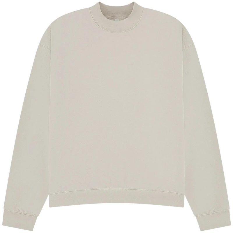 Image of Casual Classics Mens Premium Extended Neckline Boxy Oversized Sweatshirt in Stone Size: XS Stone Male XS