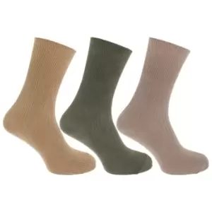 Image of Mens Casual Non Elastic Bamboo Viscose Socks (Pack Of 3) (UK Shoe 6-11, EUR 39-45) (Beige/Green)