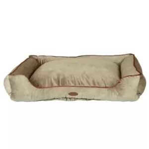 Image of Charles Bentley Medium Pet Bed - Taupe with Pink Trim
