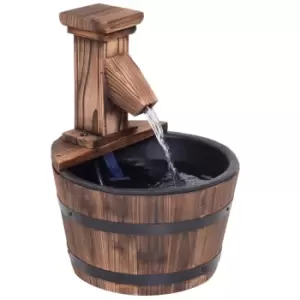 Image of Outsunny Wooden Barrel Electric Water Fountain
