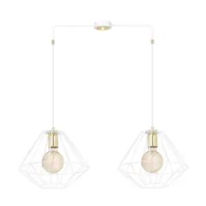 Image of Emibig Alteo White Wire Frame Pendant Ceiling Light 2x E27