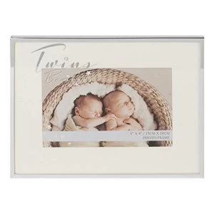 Image of 6" x 4" - Bambino Silver Plated Photo Frame - Twins