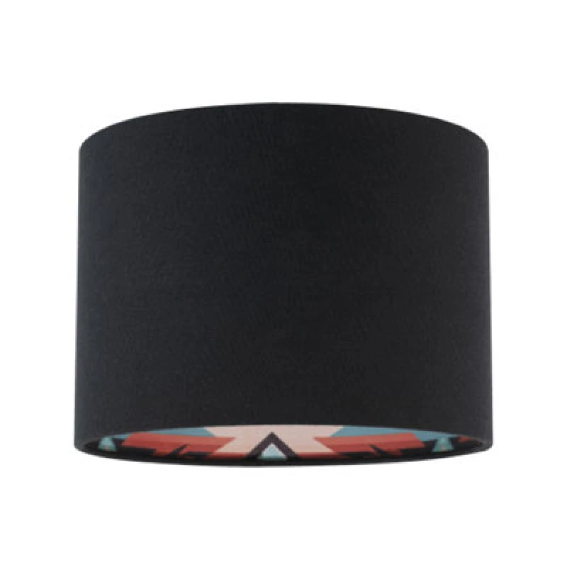Image of Happy Homewares Modern Colourful Aztec Designed Lamp Shade With Black Linen Fabric