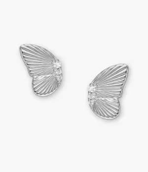 Image of Fossil Women Sterling Silver Butterflies Stud Earrings