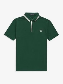 Image of Fred Perry Tipped Placket Polo Shirt, Green, Size S, Men