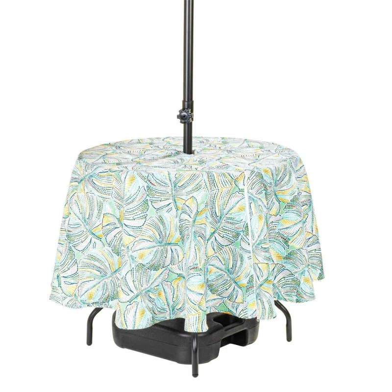 Image of Luxury Living Monstera Tablecloth 180cm Diameter Round Light Green